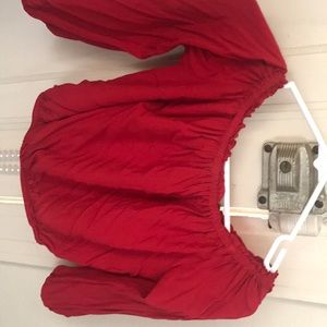 Off the shoulder red top